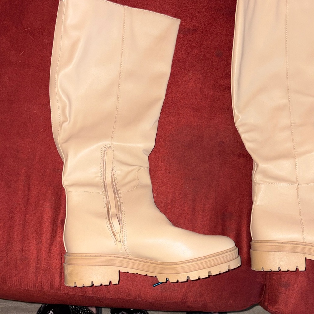 Over-The-Knee Neutral Beige Riding Boots - Picture 4 of 4